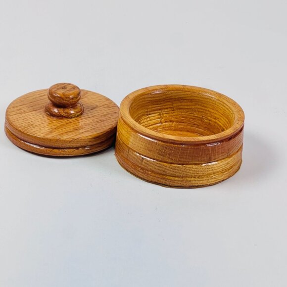 Handmade Hand Turned Wooden 3.5" Bowl,Trinket Box With Lid Fetl Bottom - Picture 2 of 9